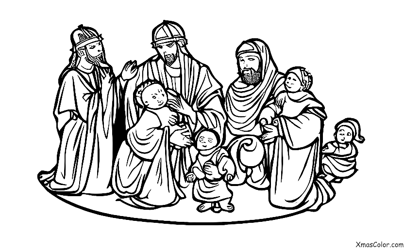Christmas / Epiphany: The Three Kings adoring baby Jesus
