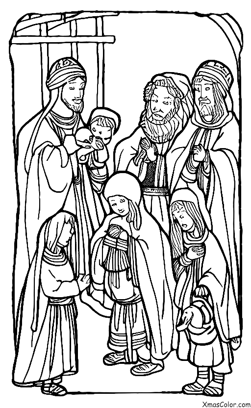 Christmas / Epiphany: The Three Kings arriving at the stable