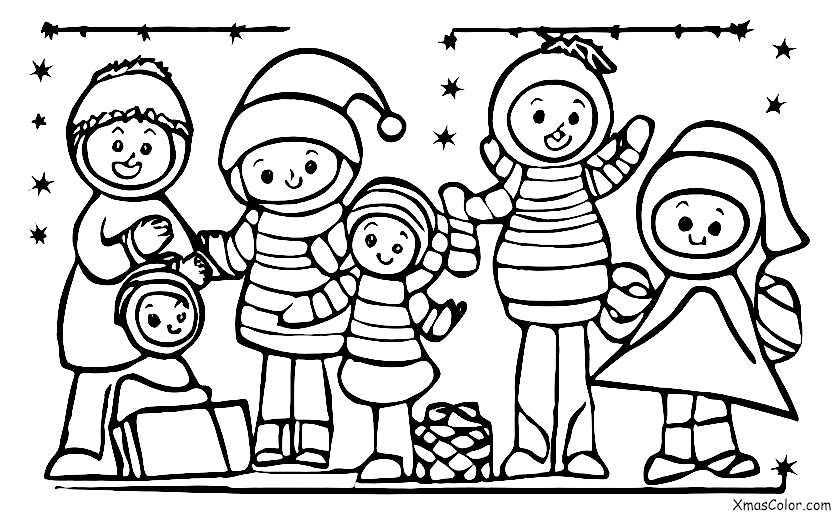 Christmas / Family: A family playing in the snow