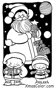 Christmas / Feliz Navidad: Santa Claus delivering presents to all the good little girls and boys
