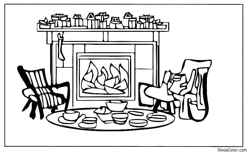 Christmas / Fireplaces: A fireplace with a cozy fire