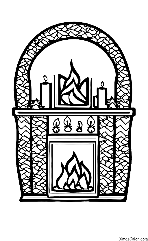 Christmas / Fireplaces: A fireplace with candles burning