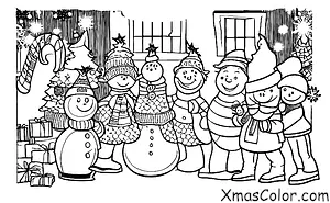 Christmas / Frosty the Snowman's Friends: Frosty and his friends decorating a Christmas tree