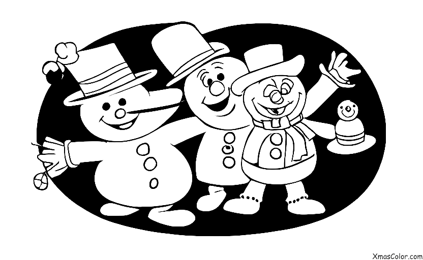 Christmas / Frosty the Snowman: Frosty the Snowman being built by a group of children