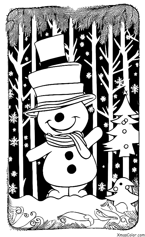 Christmas / Frosty the Snowman: Frosty the Snowman walking in the forest