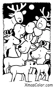 Christmas / Funny Christmas: A group of reindeer playing in the snow