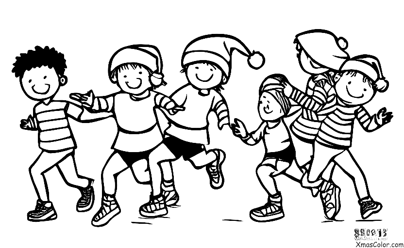 Christmas / Games: A group of kids playing tag
