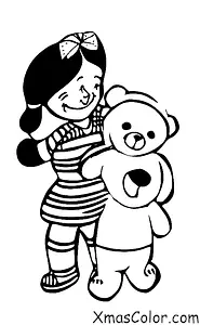 Christmas / Giving: A girl giving a teddy bear to her little brother