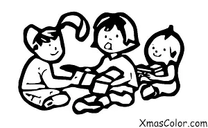Christmas / Giving: A kid opening a present