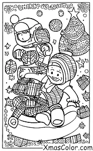 Christmas / Giving: A kid sledding down a hill