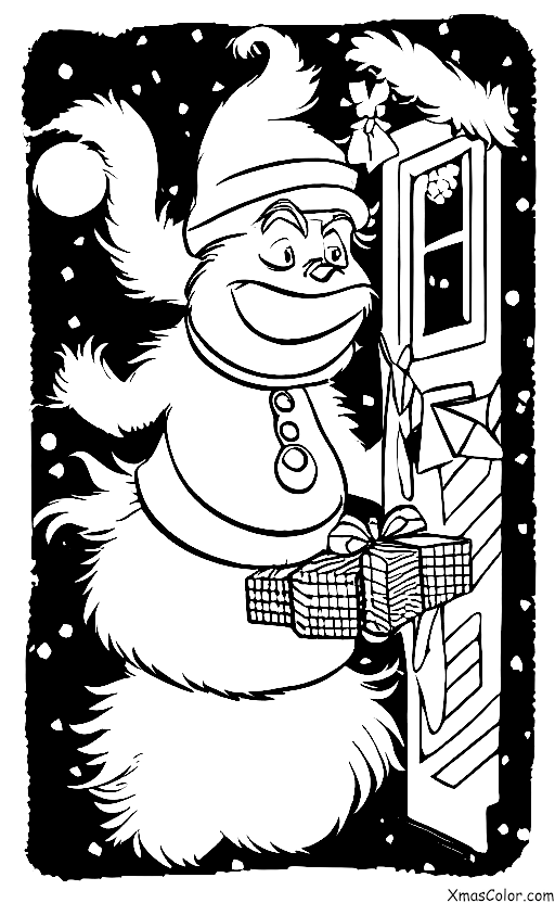 Christmas / Grinch: The Grinch trying to steal presents from under the tree
