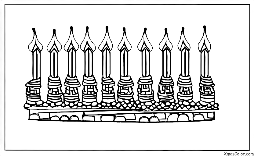 Christmas / Hanukkah: A menorah with nine candles, each representing one of the nights of Hanukkah