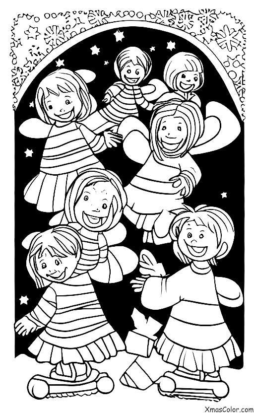 Christmas / Hark! The Herald Angels Sing: Children skating on a pond
