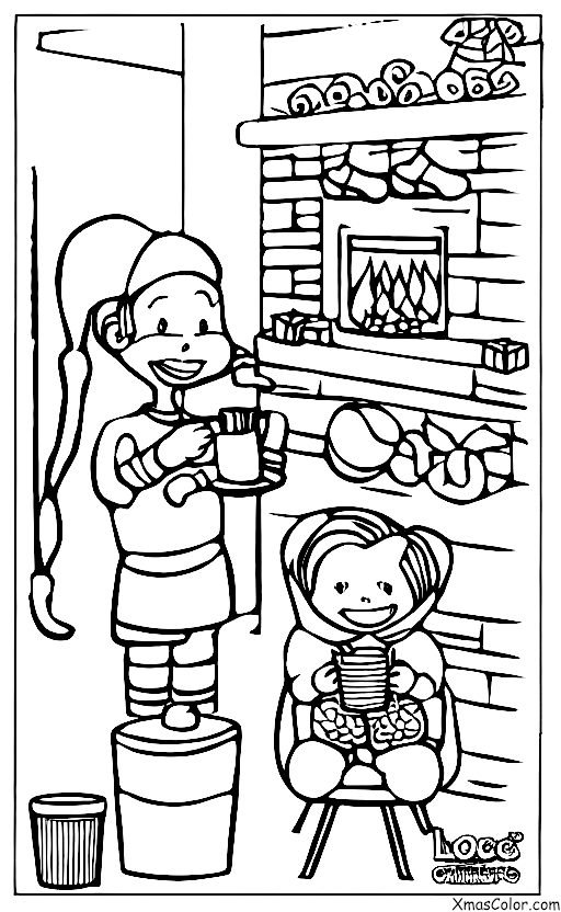 Christmas / Hot Cocoa: A child drinking hot cocoa