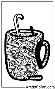 Christmas / Hot Cocoa: A mug of hot chocolate with a candy cane