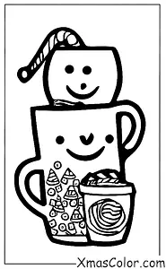Christmas / Hot Cocoa: A mug of hot chocolate with a snowman