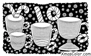 Christmas / Hot Cocoa: A mug of hot cocoa with a candy cane
