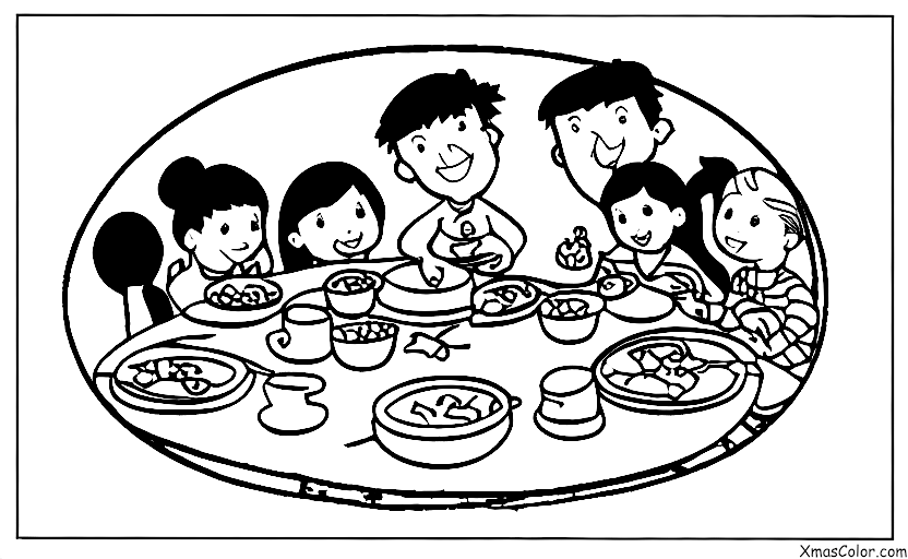 Christmas / Jingle Bells: A family gathered around the dinner table