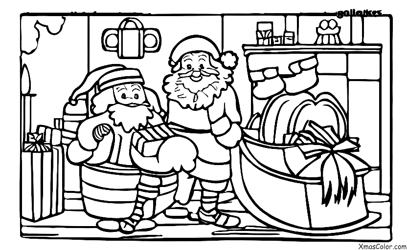 Christmas / Jolly Old Saint Nicholas: Jolly Old Saint Nicholas bringing presents to children