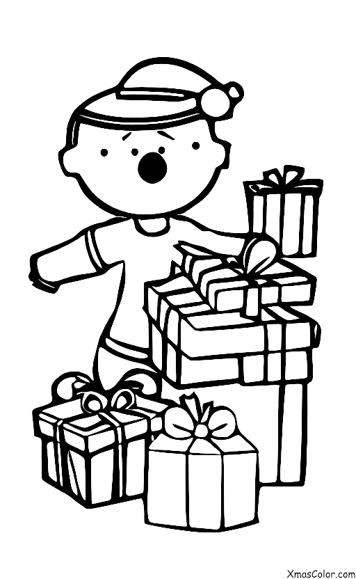 Christmas / Joy: A kid opening up a present on Christmas morning