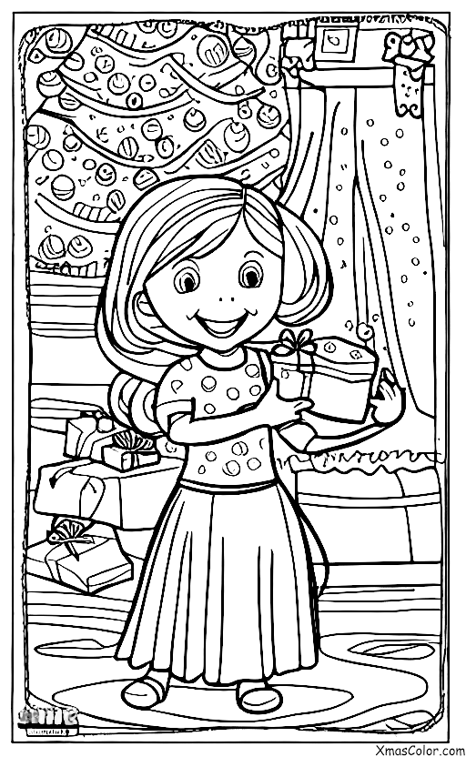 Christmas / Joy: A little girl holding a present