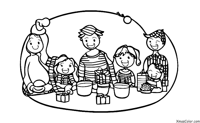 Christmas / Magic of Christmas: A family sitting around the Christmas tree