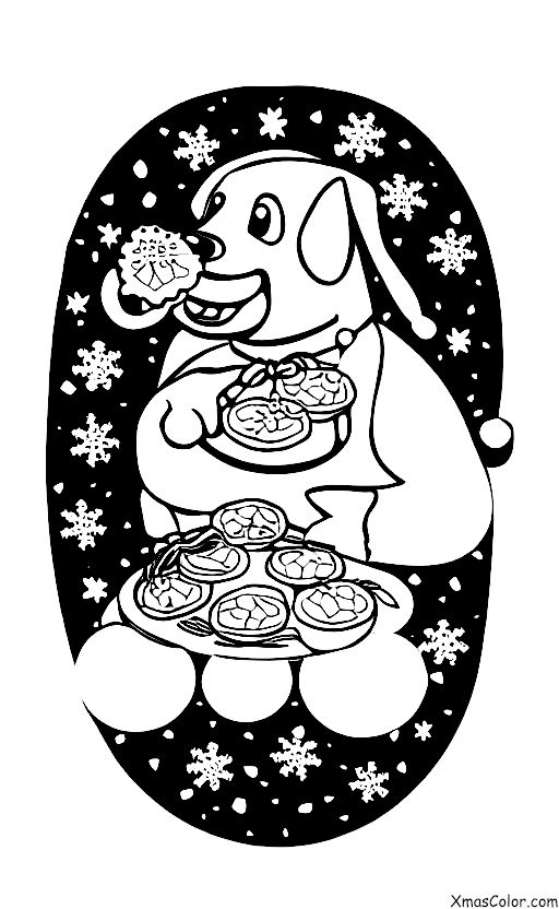 Christmas / Making Christmas Cookies: A dog eating a Christmas cookie
