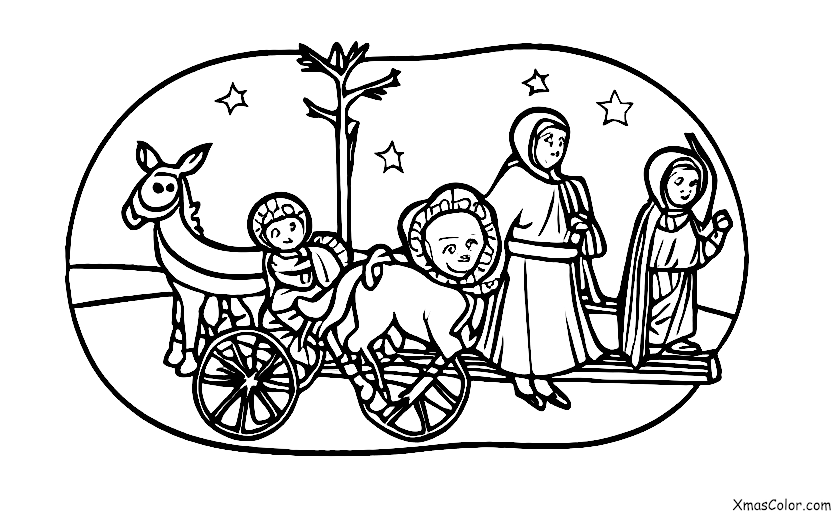 Christmas / Mary: Mary and Joseph on the donkey on their way to Bethlehem