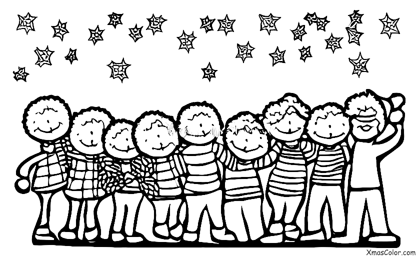 Christmas / Mistletoe: A group of friends standing under the mistletoe