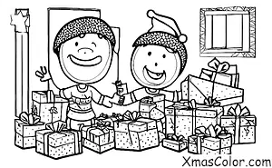 Christmas / Modern Christmas: A child opening up a present on Christmas morning