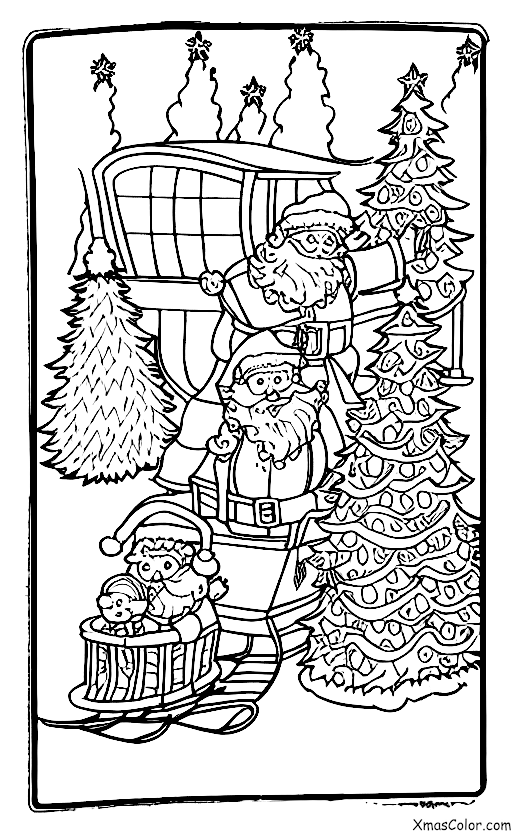 Christmas / Mr. & Mrs. Claus: Mr. & Mrs. Claus in front of their sleigh