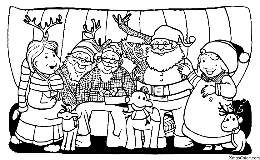 Christmas / Mr. & Mrs. Claus: Mr. & Mrs. Claus with their reindeer