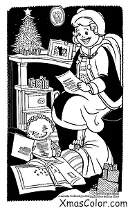 Christmas / Mrs. Claus: Mrs. Claus reading a letter from a child