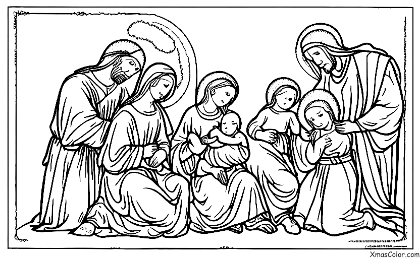 Christmas / Nativity Scene: Baby Jesus with Mary and Joseph