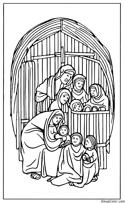 Christmas / Nativity Scene: Mary and Joseph in the stable