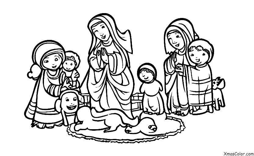 Christmas / Nativity Scene: The Nativity Scene with the animals