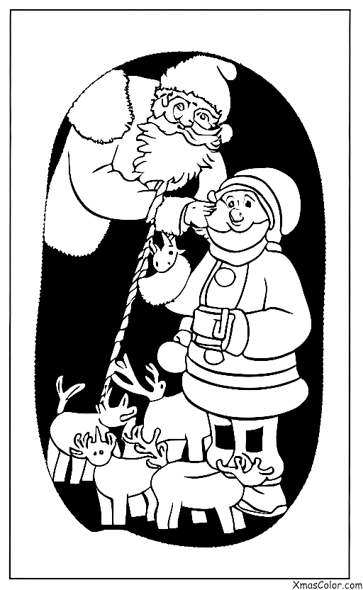 Christmas / North Pole: Santa Claus feeding his reindeer