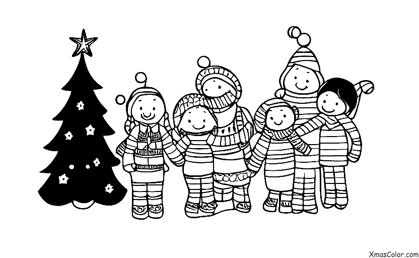 Christmas / Peace: A family around the Christmas tree