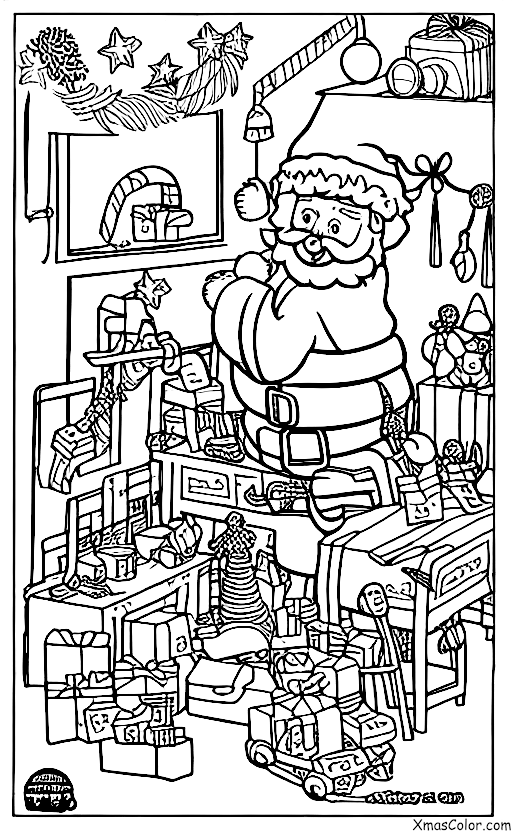Christmas / Peace: Santa in his workshop