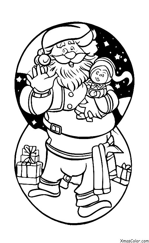 Christmas / Pixar Christmas: Santa and his reindeer flying through the night sky