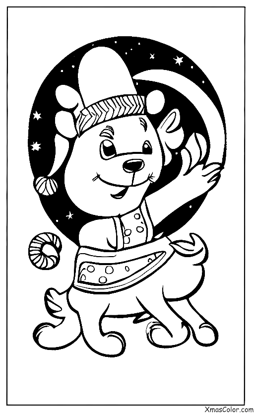 Christmas / Prancer: Prancer and his reindeer flying in the sky