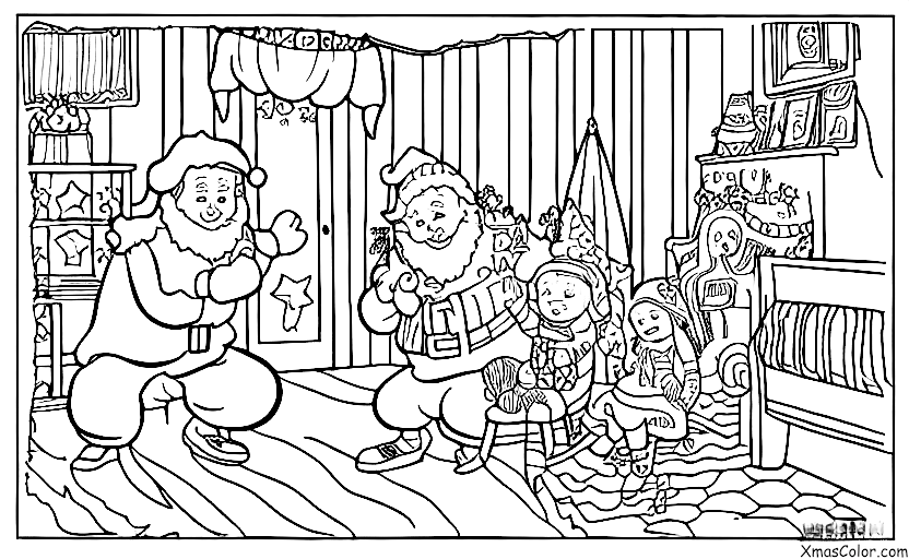 Christmas / Prancer: Santa visiting a child's house