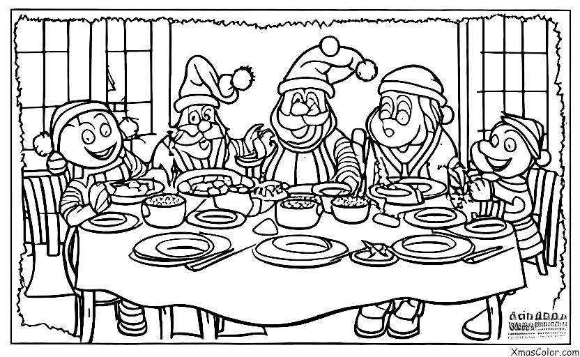 Christmas / Rudolph the Red-Nosed Reindeer: Rudolph and Santa eating Christmas dinner