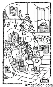 Christmas / Rudolph: Rudolph and Santa delivering presents