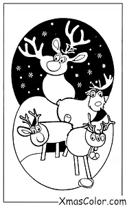 Christmas / Rudolph: Rudolph and the other reindeer playing in the snow