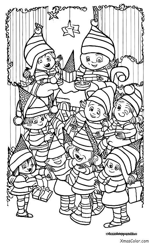 Christmas / Santa's elves: Santa's elves having a party