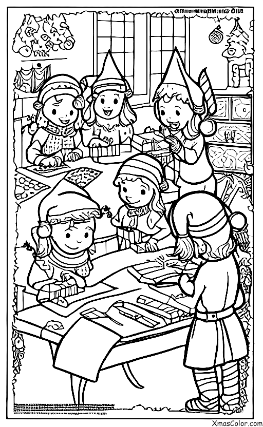 Christmas / Santa's Helpers: Elves writing letters to Santa