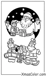 Christmas / Santa's reindeers: Santa and his reindeers flying in the sky