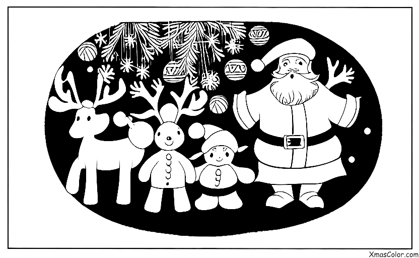 Christmas / Santa's reindeers: Santa and his reindeers in the forest