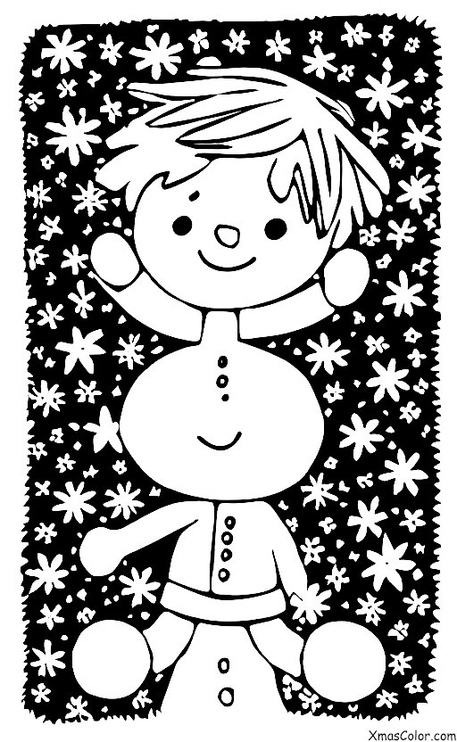 Christmas / Snow Angels: A boy making a snow angel